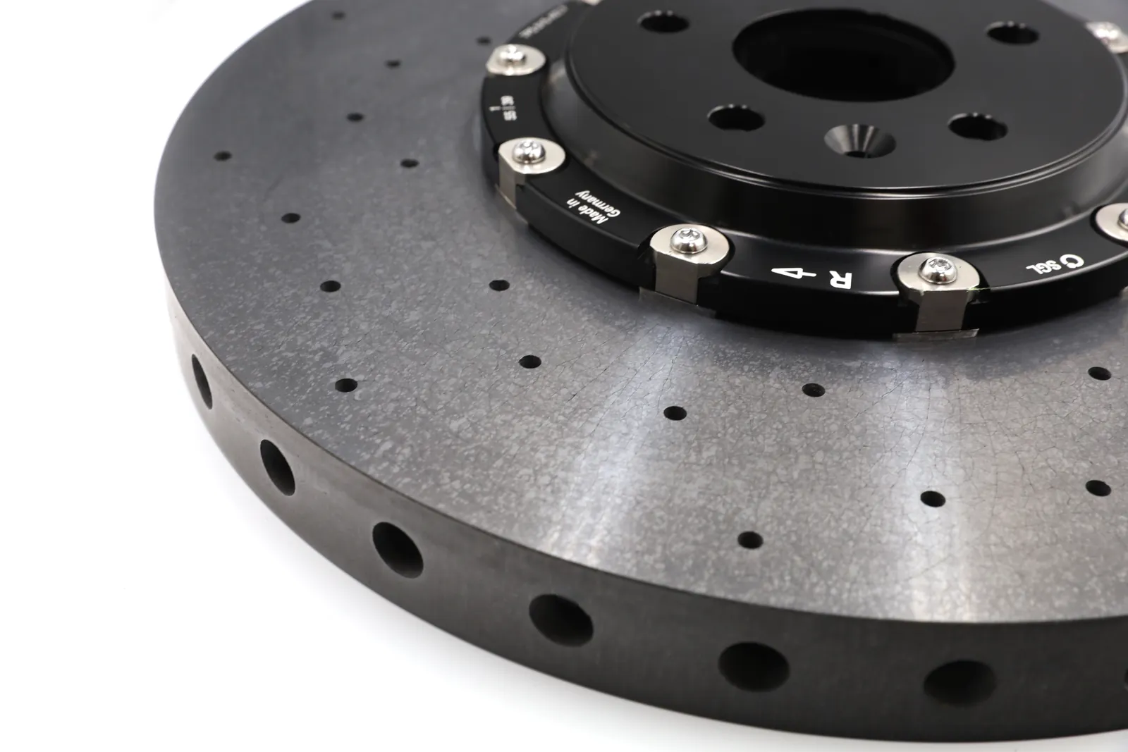 Cross-drilled carbon-ceramic